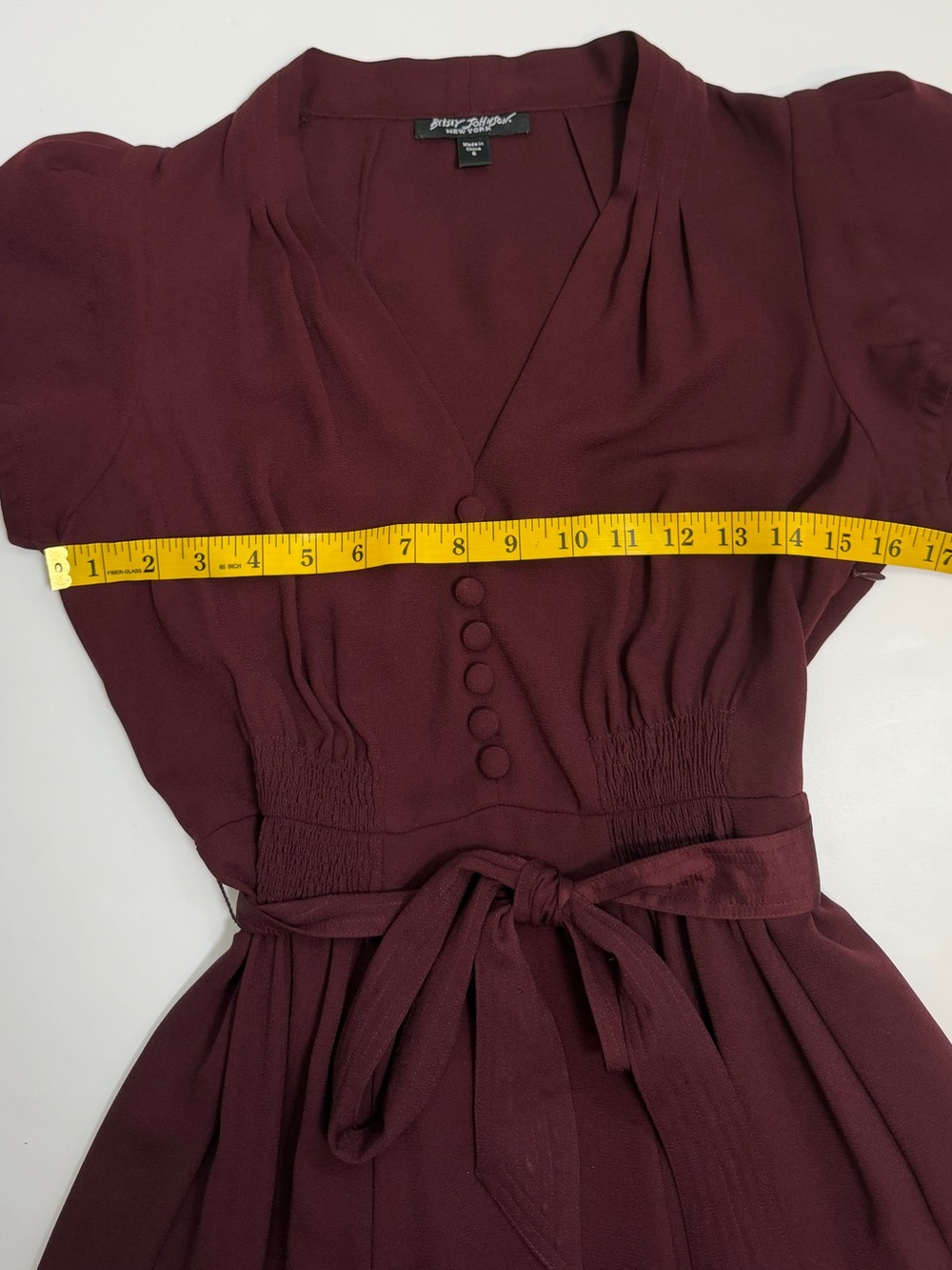 Vintage Betsey Johnson Burgundy Maxi Dress Puff Sleeve Romantic Y2K - Picture 6 of 9